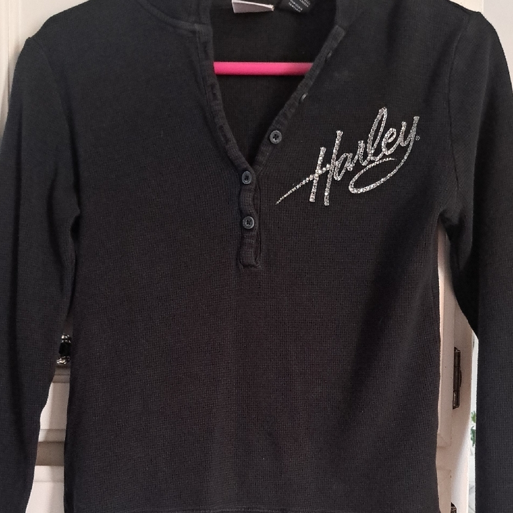 Harley-Davidson Black Long Sleeve Tee with Silver Logo